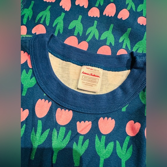 Hanna Andersson Pink Tulip Long John Pajamas Size: 160 (14) - Picture 2 of 2